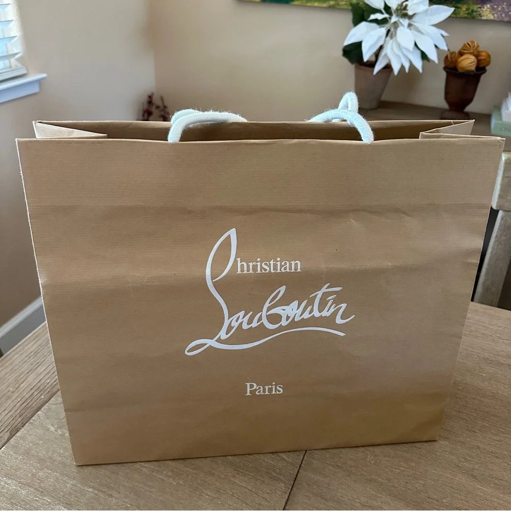 Christian Louboutin Beige Tote Gift Bag with White Logo